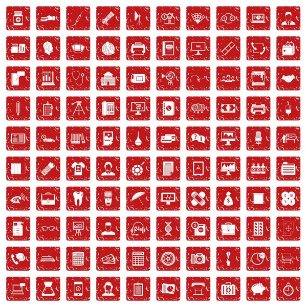 100 значков департамента устанавливают красный гранж — стоковый вектор