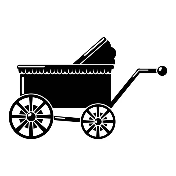 Carruagem do bebê ícone antigo, estilo preto simples — Vetor de Stock