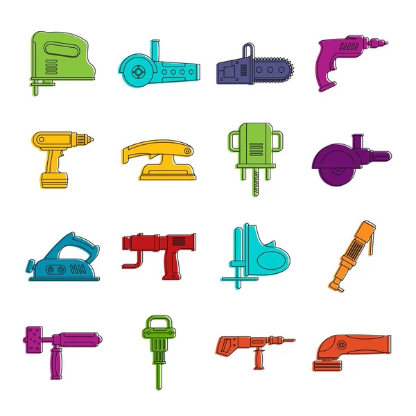 Electric tools icons doodle set — Stock Vector