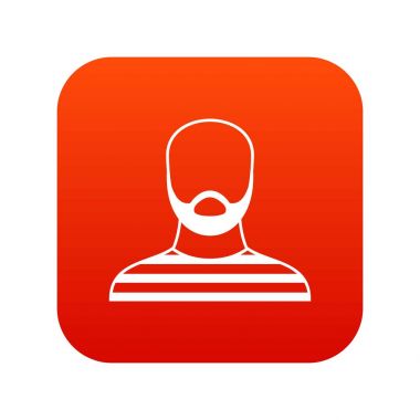 Hapishane kıyafeti simgesi dijital kırmızı sakallı adam