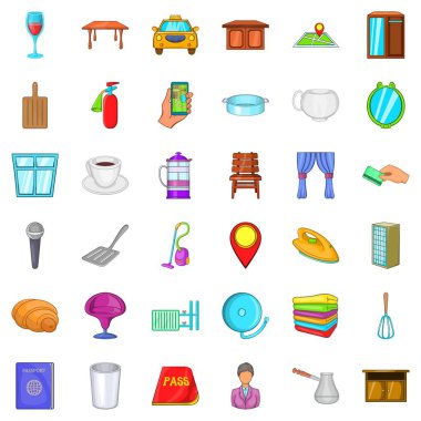 Resepsiyonist Icons set, karikatür tarzı