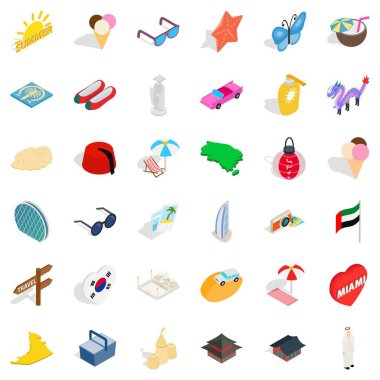 Otel Icons set, izometrik stili