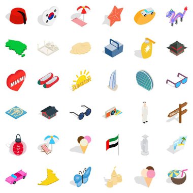 Yaz Icons set, izometrik stili