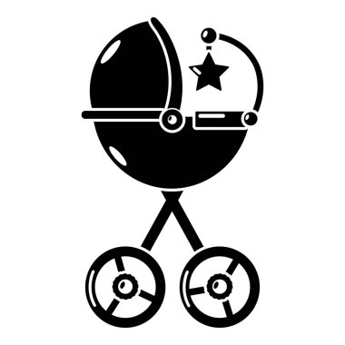 Bebek arabası yıldız simgesi, basit siyah stil
