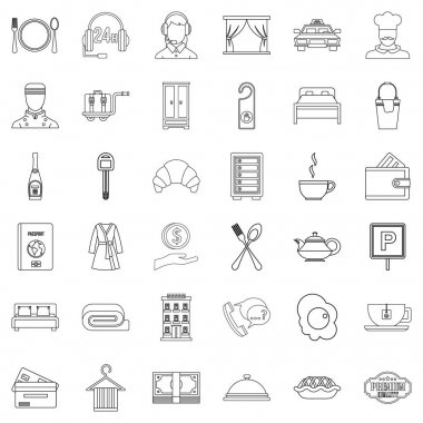 Otel servis simge seti, anahat stili