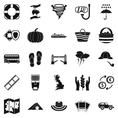 Yağmur Icons set, basit tarzı karşı koruma