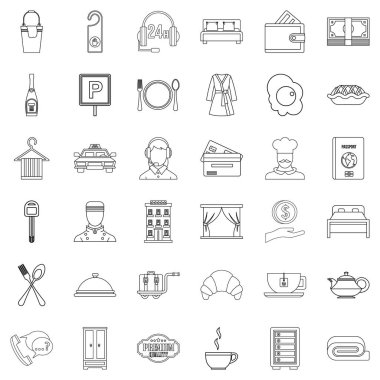 Beş yıldızlı hizmet Icons set, anahat stili