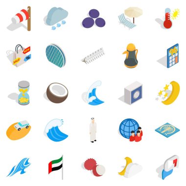 Eğitim yurtdışında Icons set, izometrik stili