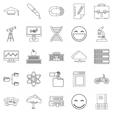 Üniversite Icons set, anahat stili