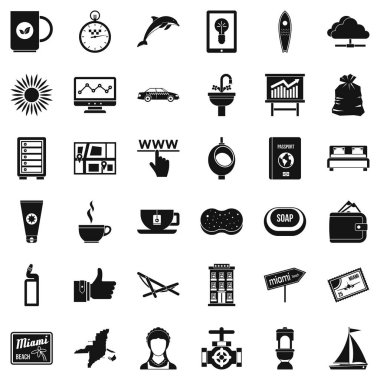 Pasaport Icons set, basit tarzı