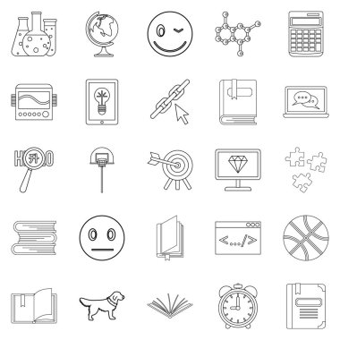 Üniversitesi lisansüstü Icons set, anahat stili