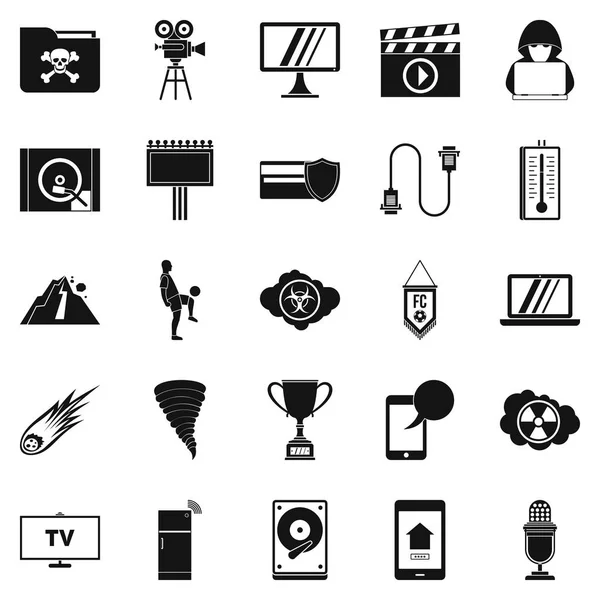 Conjunto de iconos de televisor, estilo simple — Archivo Imágenes Vectoriales