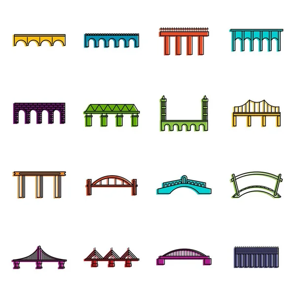 Bridge Set Icons Doodle Set — Stockvektor
