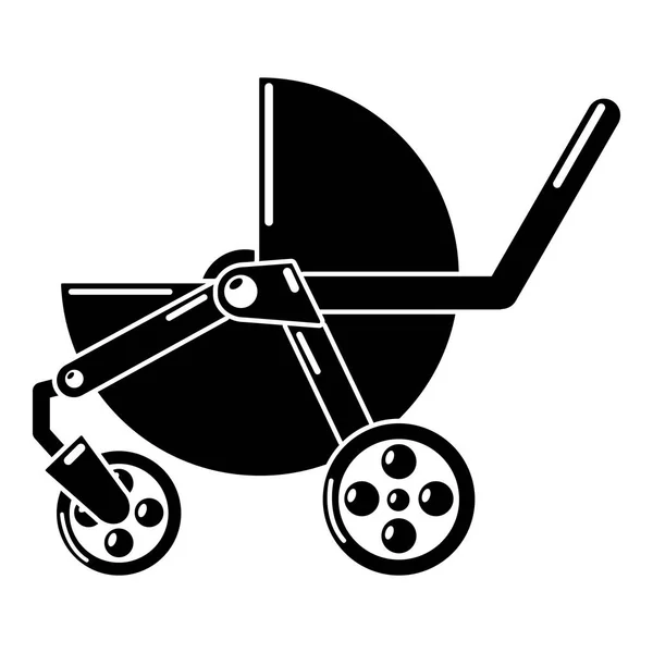 Baby carriage modern icon, simple black style — Stock Vector