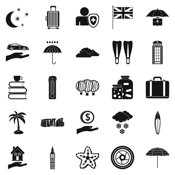 Yağmurlu yer Icons set, basit tarzı — Stok Vektör