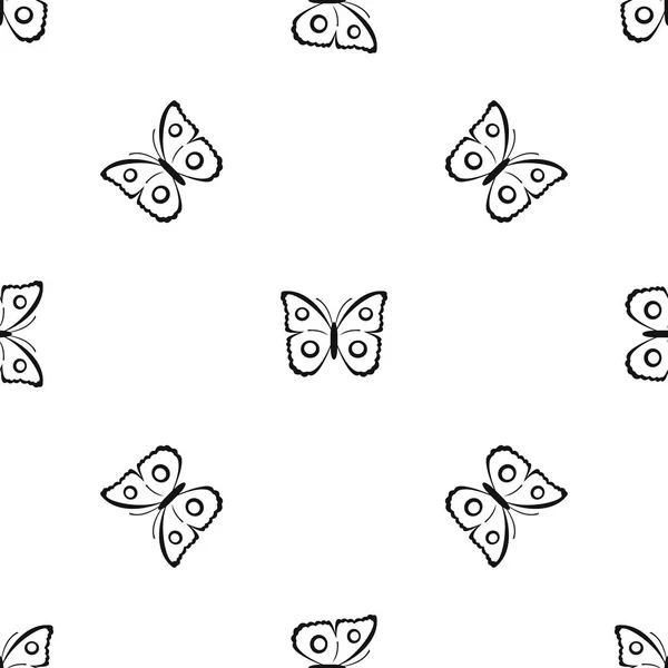 蝴蝶孔雀眼图案无缝黑色 — 图库矢量图片
