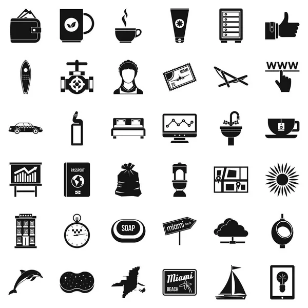 Ensemble d'icônes de voyage, style simple — Image vectorielle