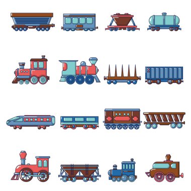 Demiryolu taşıma Icons set, karikatür tarzı