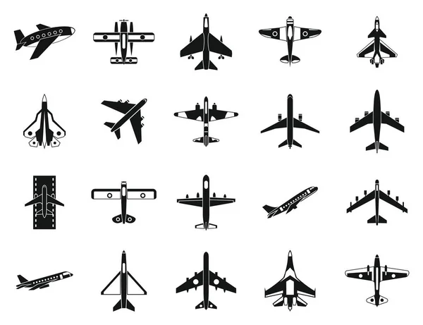 Conjunto de iconos de avión, estilo simple — Archivo Imágenes Vectoriales