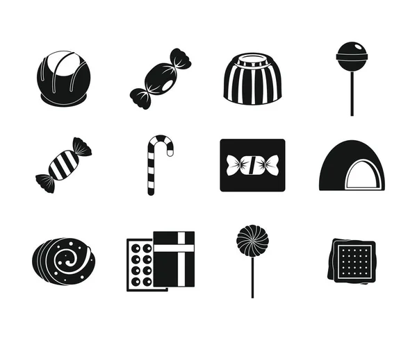 Conjunto de ícones doces, estilo simples —  Vetores de Stock