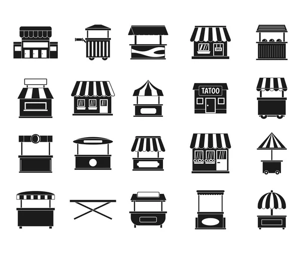 Conjunto de iconos de tienda callejera, estilo simple — Archivo Imágenes Vectoriales