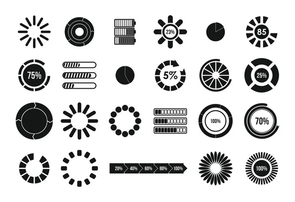 Ensemble d'icônes de chargement, style simple — Image vectorielle