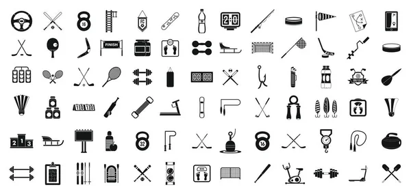 Conjunto de ícones de equipamentos esportivos, estilo simples — Vetor de Stock