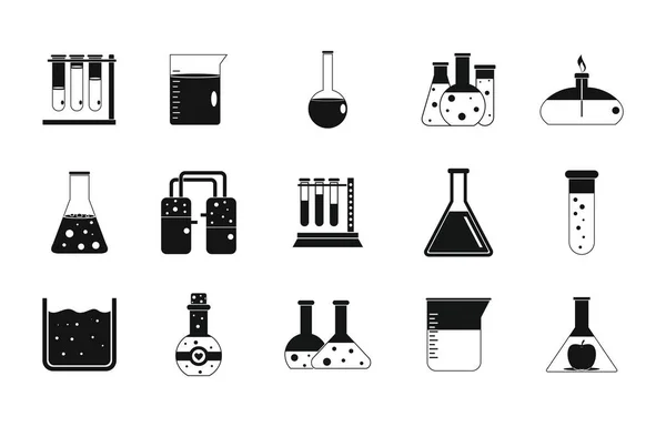 Chemical pots icon set, simple style — Stock Vector