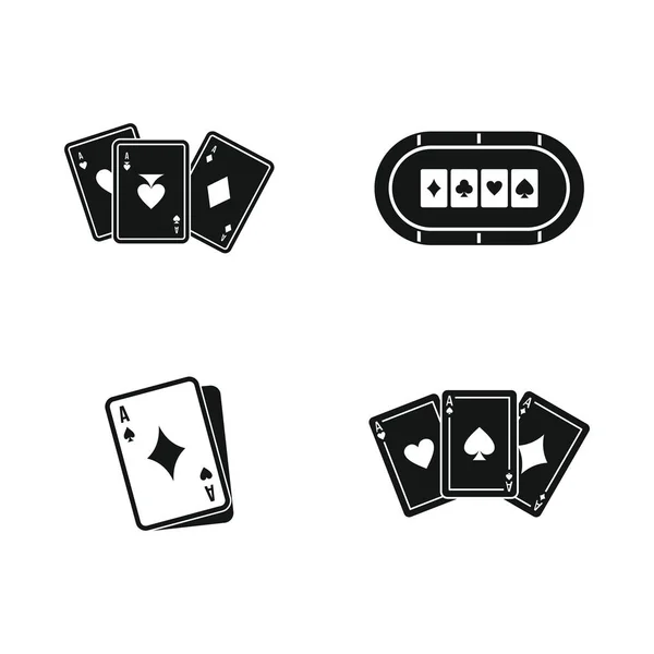 Jeu de cartes jeu d'icônes, style simple — Image vectorielle