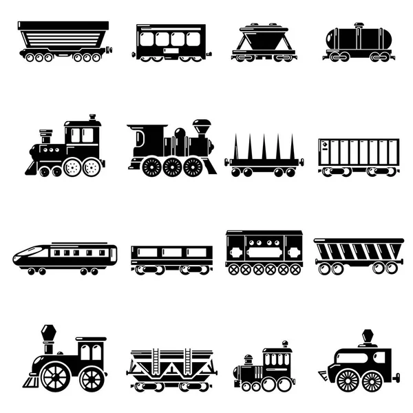 Σιδηροδρομική μεταφορά εικονίδια σύνολο, απλό στυλ — Διανυσματικό Αρχείο
