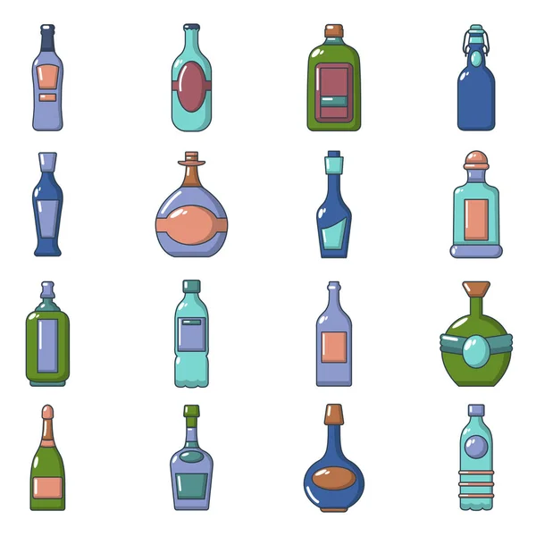 Bottles icons set, cartoon style — Stock Vector