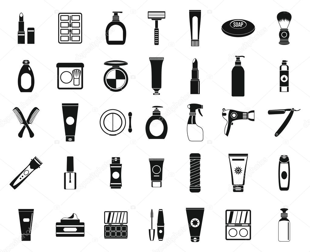 Beauty elements icon set. Simple set of beauty elements vector icons for web design isolated on white background