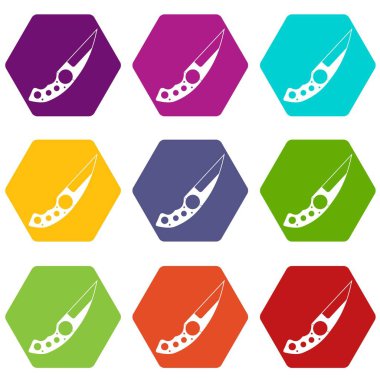 Renk altı yüzlü küçük bıçak Icon set