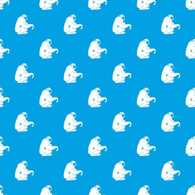 Maymun oturan desen kesintisiz mavi