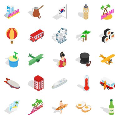 Beklenen tur Icons set, izometrik stili