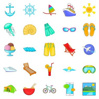 Vahşi dinlenme Icons set, karikatür tarzı