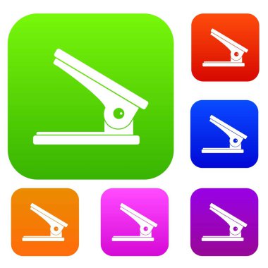 Ofis kağıt delik zımba renk koleksiyonu ayarla