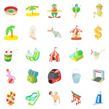 Deneyimli camper Icons set, karikatür tarzı