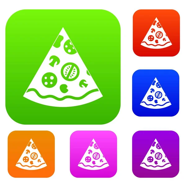 Juego de rebanadas de pizza colección de colores — Vector de stock