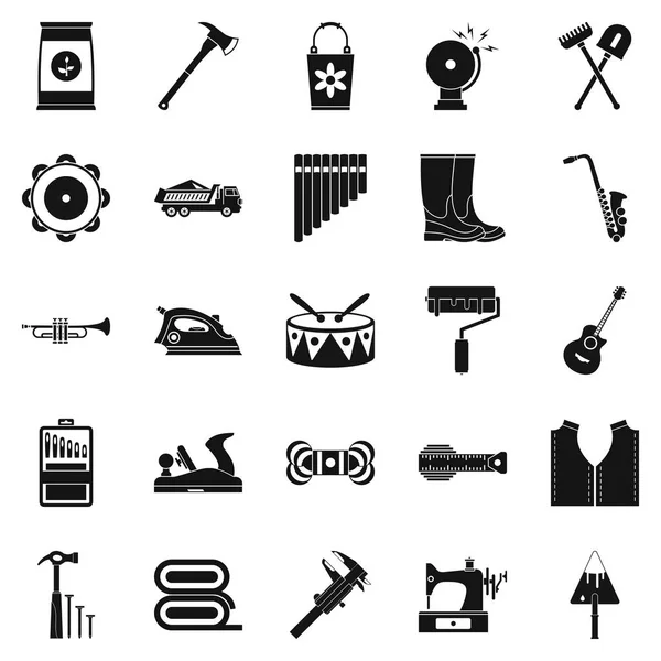 Ensemble d'icônes d'équipement de travail, style simple — Image vectorielle