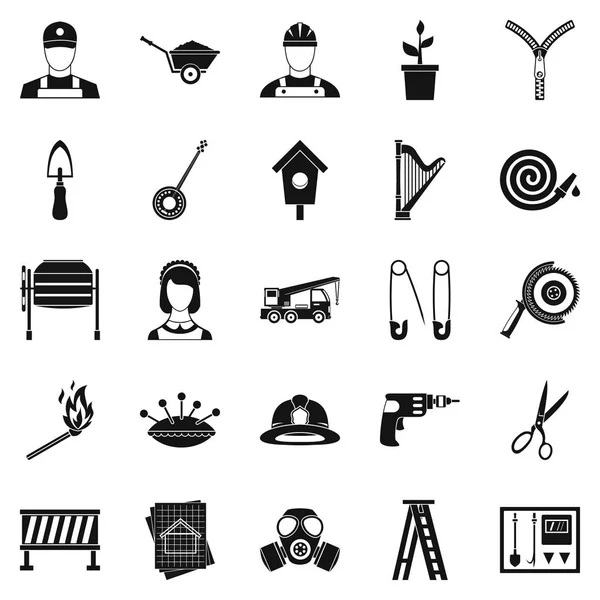 Conjunto de iconos de máquina de ingeniería, estilo simple — Vector de stock