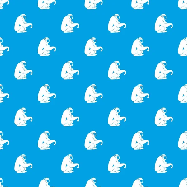 Singe assis motif sans couture bleu — Image vectorielle