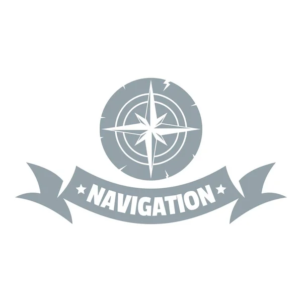Навигационный логотип, простой серый стиль — стоковый вектор