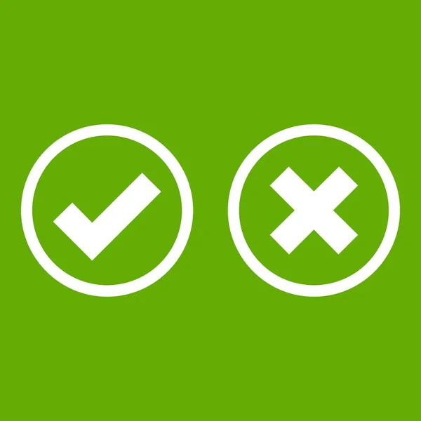 Zielona ikona kleszcz i krzyż wybór — Wektor stockowy