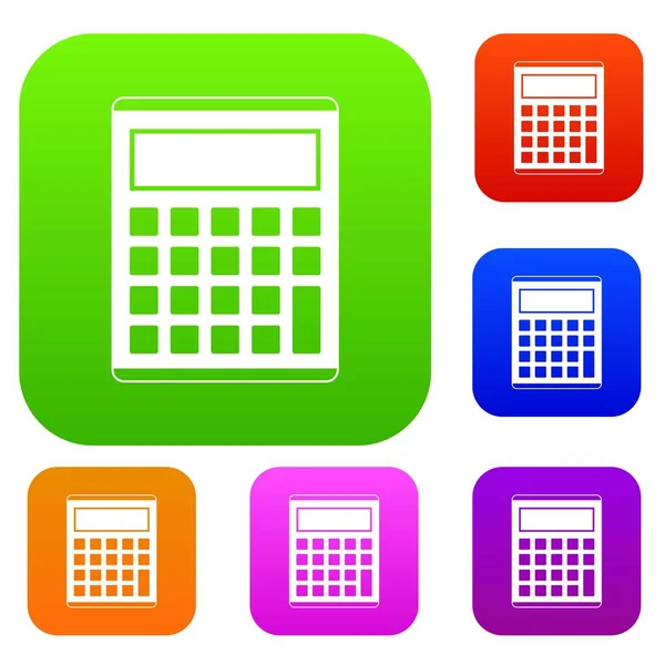 Escritório, escola calculadora eletrônica coleção de cores conjunto —  Vetores de Stock