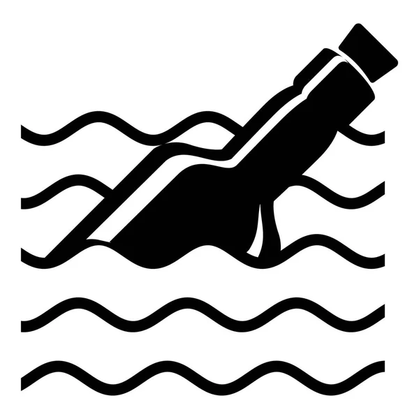 Mensaje en icono de la botella, estilo simple — Vector de stock