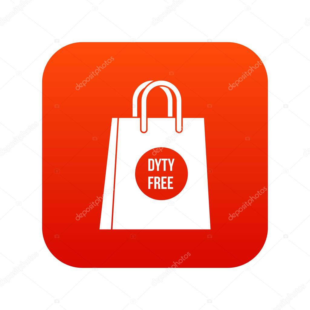 Duty free shopping bag icon digital red