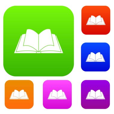 Açılan kitap çırpınan sayfaları ile renk koleksiyonu ayarla