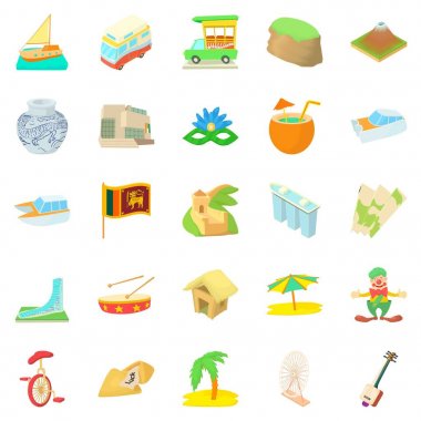 Brezilya Icons set, karikatür tarzı tatil