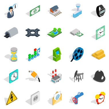 Kentsel iletişim Icons set, izometrik stili